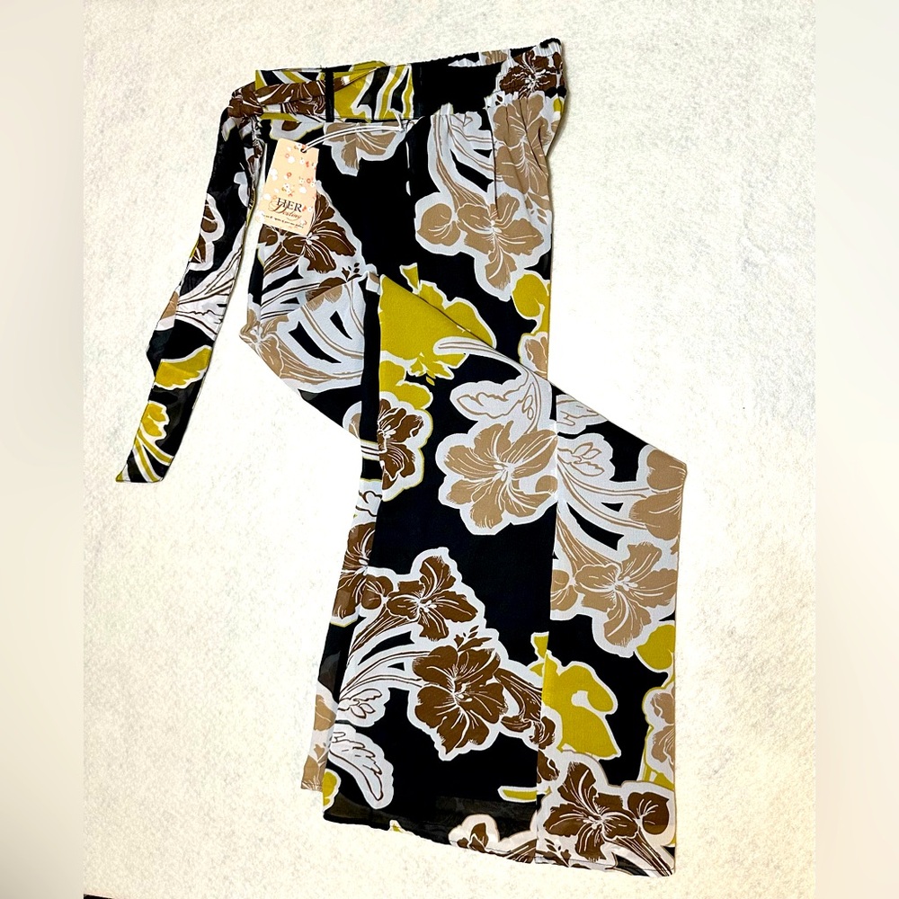 Wide leg pants floral design pants